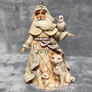 White Woodland Dated 2016 Santa Ornament